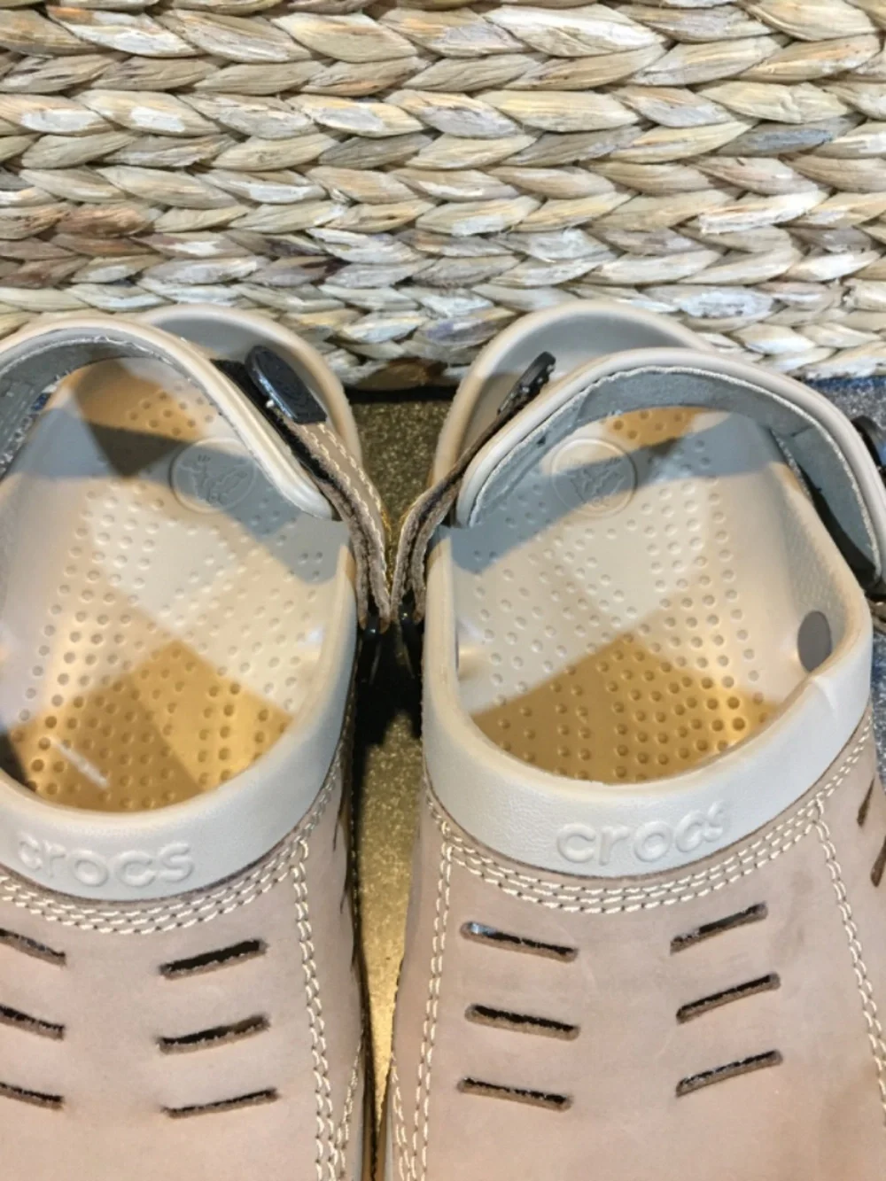 CROCS Men’s Classic Beige Tan Suede-Look Clogs